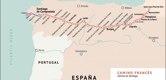 Mapa del Camino de Santiago Francés :: Albergues del Camino de santiago