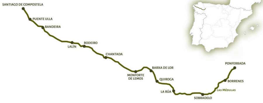 Mapa completo del recorrido del Camino de Invierno :: Guía del Camino de Santiago
