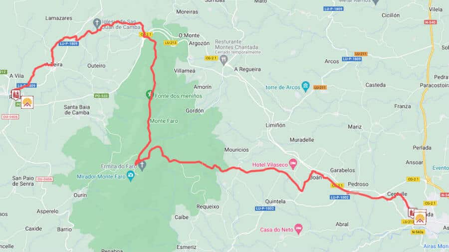 Itinerario y albergues de la etapa Chantada - Rodeiro :: Guía del Camino de Santiago de Invierno