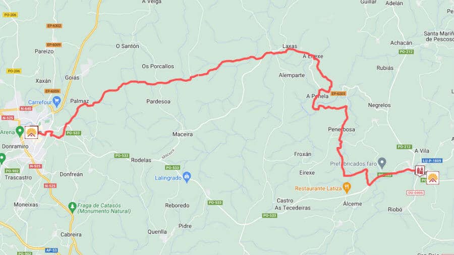 Itinerario y albergues de la etapa Rodeiro - Lalín :: Guía del Camino de Santiago de Invierno