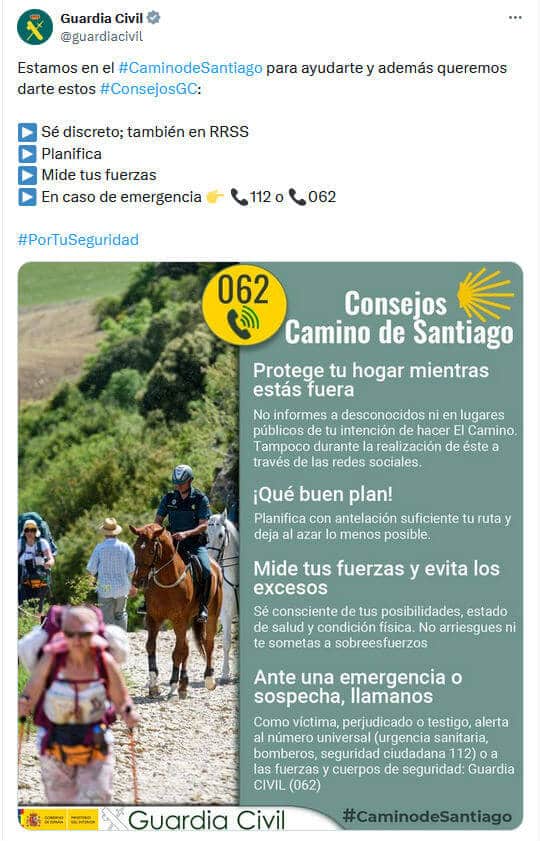Consejos de la Guardia Civil para realizar el Camino :: Albergues del Camino de Santiago