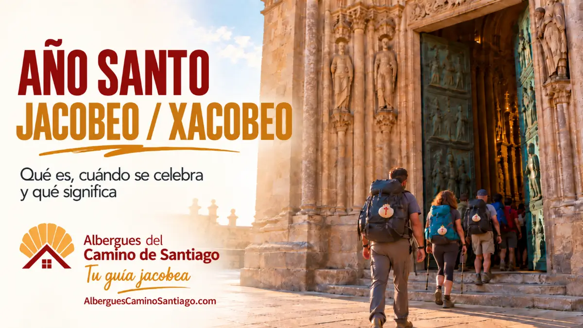 Peregrinos entrando por la Puerta Santa durante el Año Santo Jacobeo