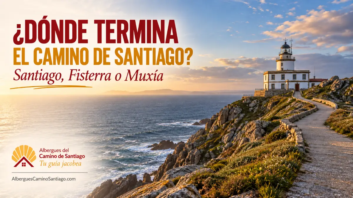 Faro de Fisterra al final del Camino de Santiago, con el mar y el sendero de acceso