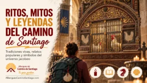 Peregrina ante el gallinero de la catedral de Santo Domingo de la Calzada