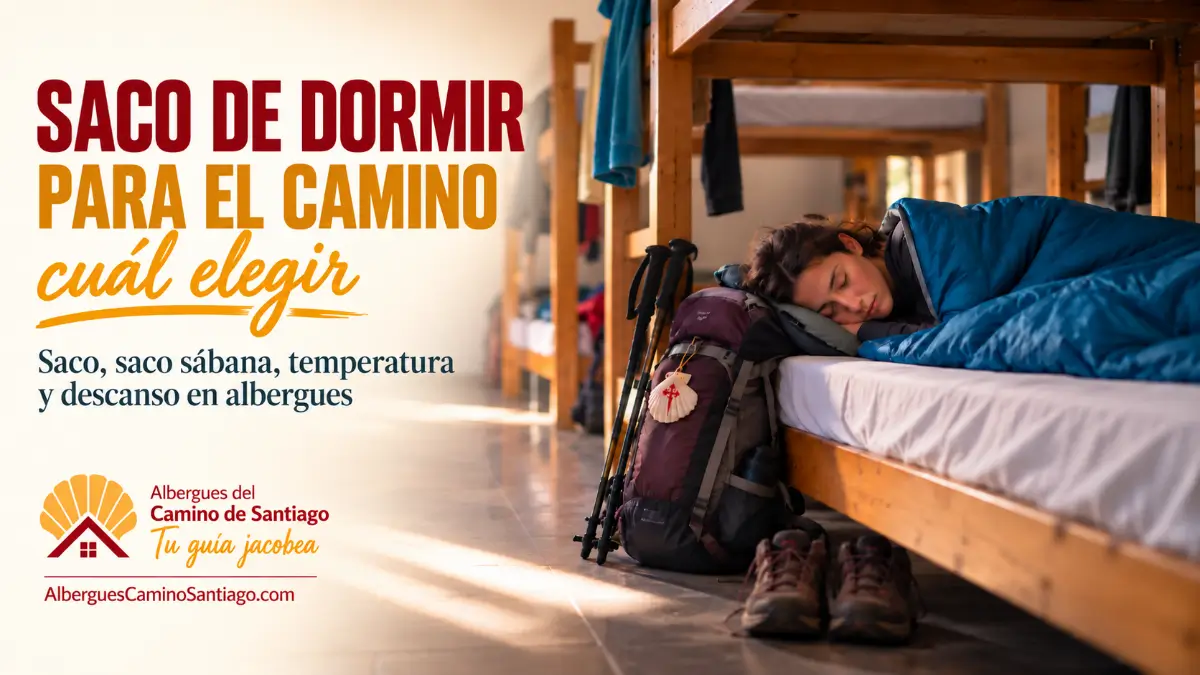 Peregrina durmiendo con saco de dormir en un albergue del Camino de Santiago
